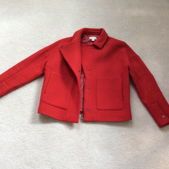 Stylish red wool, angora short winter jacket - Picture 8 of 8
